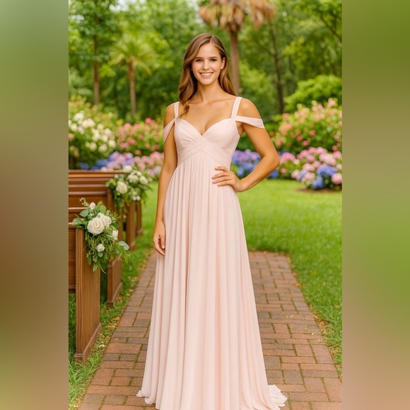 NWT haley page 5901 blush  off the shoulder  formal wedding prom bridesmaid 10 - Picture 1 of 9